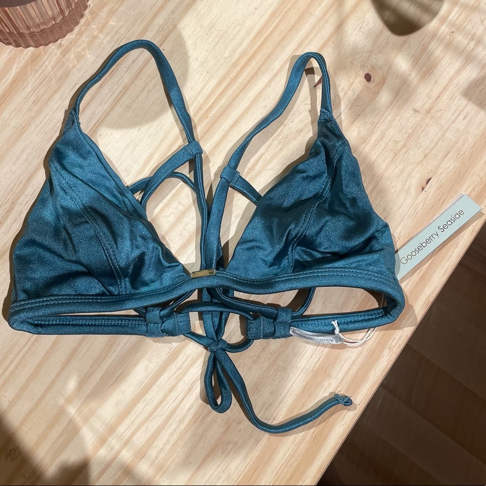 Gooseberry Seaside So Chic swim top in Blue Lagoon